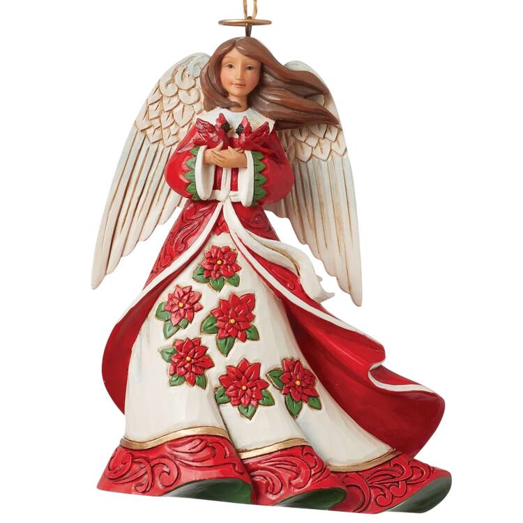 Angel Ornaments Red Angel With Cardinals - Boxed