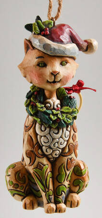 Animal Ornaments Cat With Wreath - Boxed