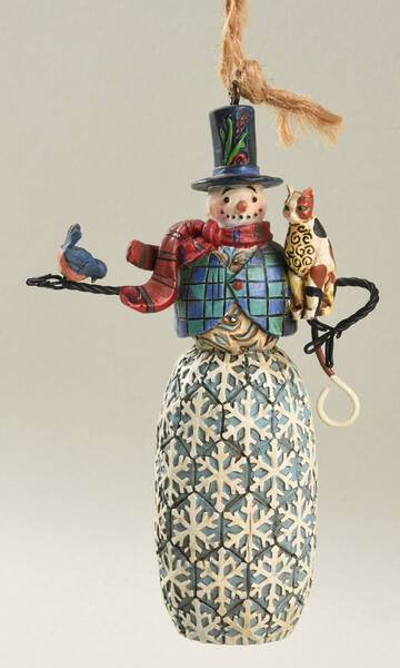Snowman Ornaments Snowman With Cat & Bird - No Box