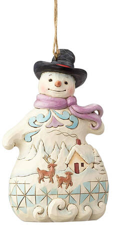 Snowman Ornaments Snowman With Snow Scene - Boxed