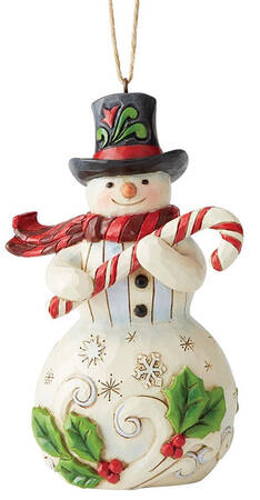 Snowman Ornaments Snowman With Candy Cane - Boxed