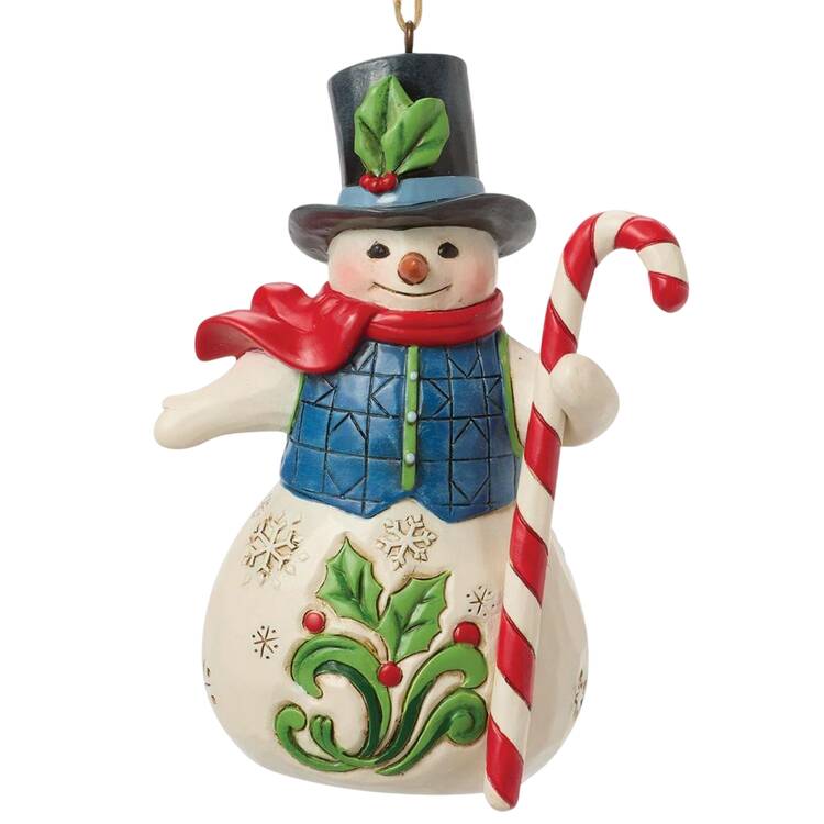 Snowman Ornaments Snowman With Candy Cane - Boxed