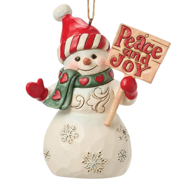 Snowman Ornaments Snowman Peace & Joy Sign - Boxed