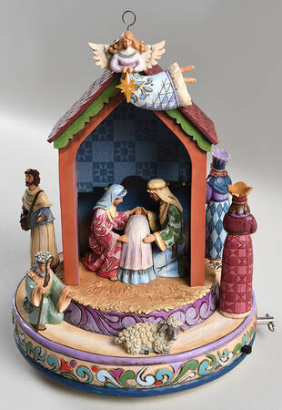 Revolving Christmas Figurines Come And Behold Him - Boxed