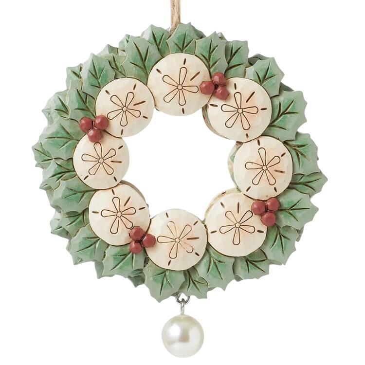 Coastal Christmas Ornaments Sand Dollar Wreath - Boxed