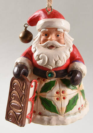 Annual Santa Ornaments 2022-Santa With Sled - Boxed