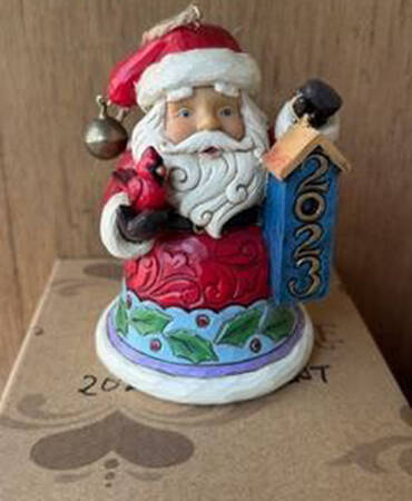 Annual Santa Ornaments 2023-Santa With Cardinal - Boxed