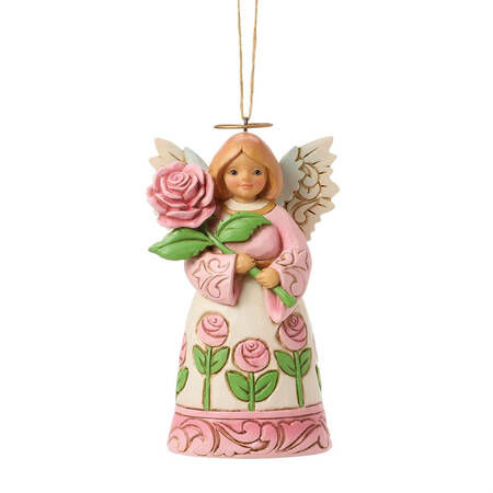 The Rose Breast Cancer Awareness Angel With Rose - With Box Bx2025