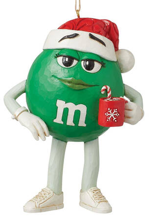 M&M's Christmas Green In Santa Hat Ornament - Boxed