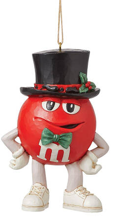 M&M's Christmas Red In Top Hat Ornament - Boxed