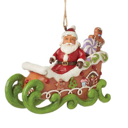 Gingerbread Christmas Collection Santa Sled Ornament - Boxed