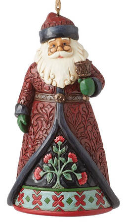 Holiday Manor Ornaments Santa With Bell - Boxed