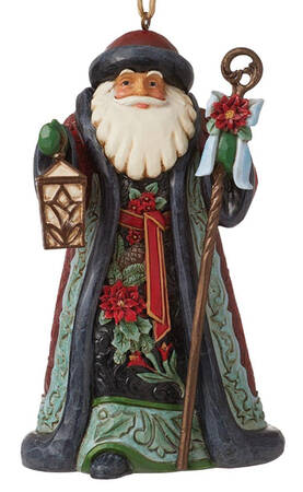 Holiday Manor Ornaments Santa With Cane - With Box