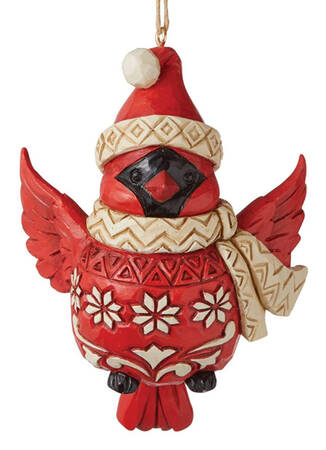 Nordic Noel Ornaments Cardinal Wearing Hat & Scarf - Boxed
