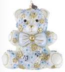 Baby's First Christmas Blue Floral Teddy - With Box