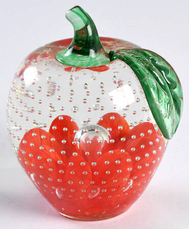 Paperweight By Joe St. Clair Apple Red Controled Bubbles - No Box