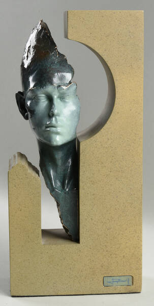 Bronze and Resin Figures Woman's Head In Cut Out - No Box