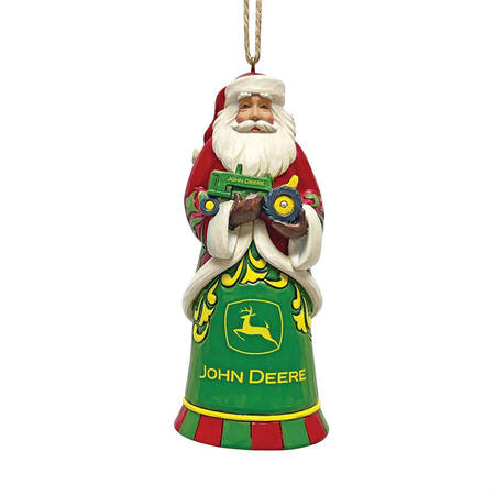 John Deere Christmas Santa With Tractor Ornament - Boxed