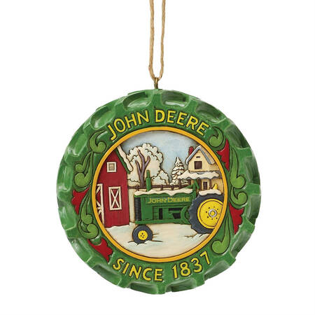 John Deere Christmas Tractor Tire Ornament - Boxed