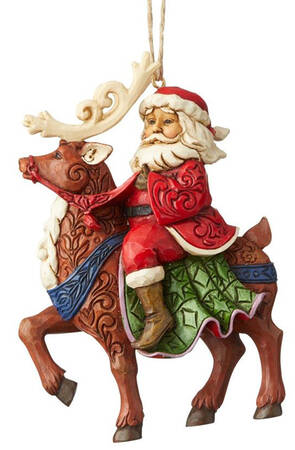 Santa Ornaments Santa Riding Reindeer  - Boxed