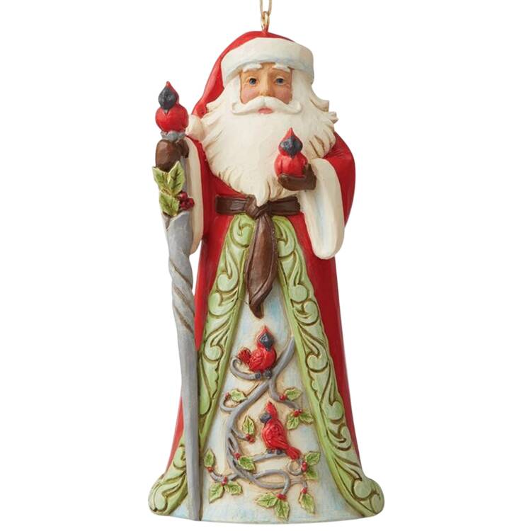 Santa Ornaments Santa With Cardinals  - Boxed