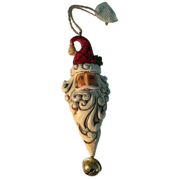 Santa Ornaments Santa With Dangle Bell - Boxed