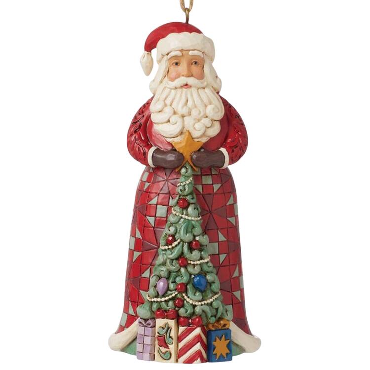 Santa Ornaments Santa With Tree In Skirt  - Boxed