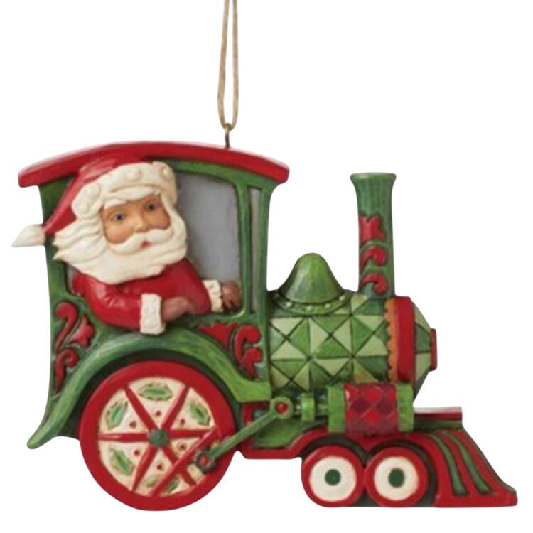 Santa Ornaments Santa In Train - Boxed