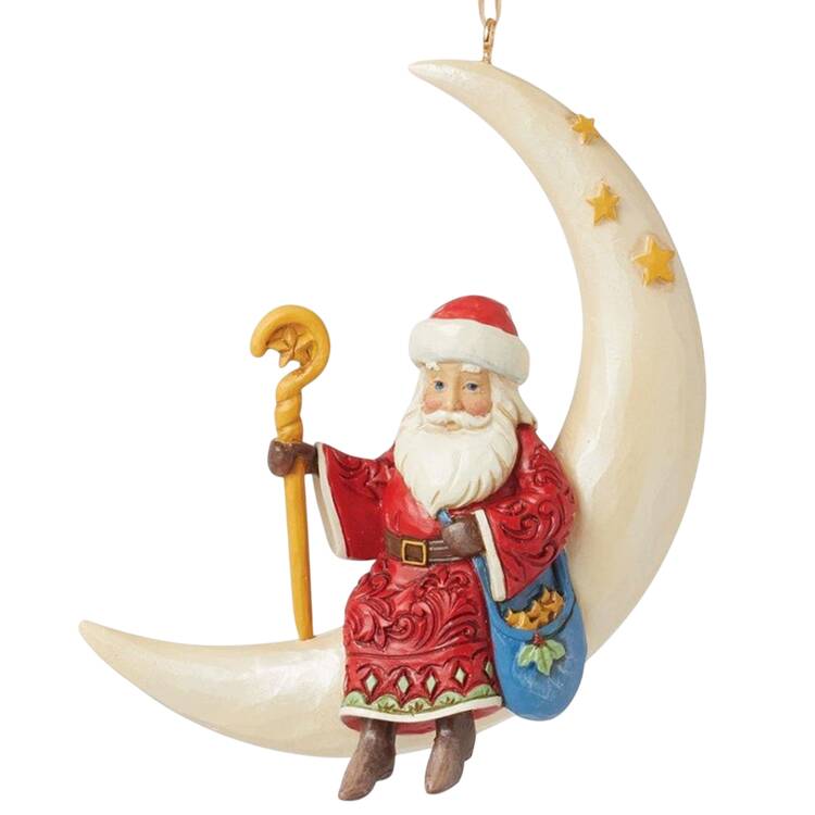 Santa Ornaments Santa In Moon  - Boxed