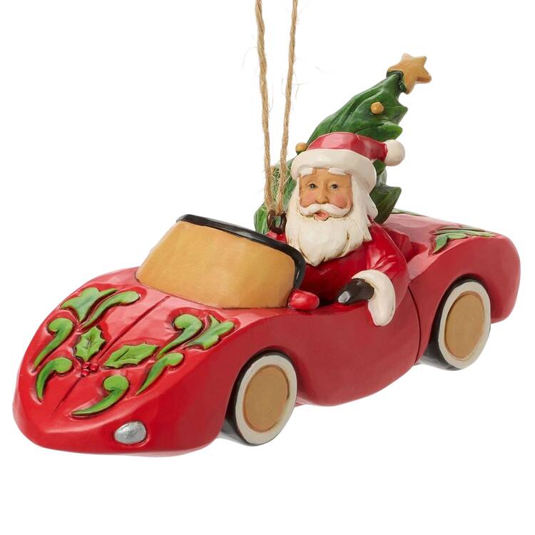 Santa Ornaments Santa In Sports Car - Boxed