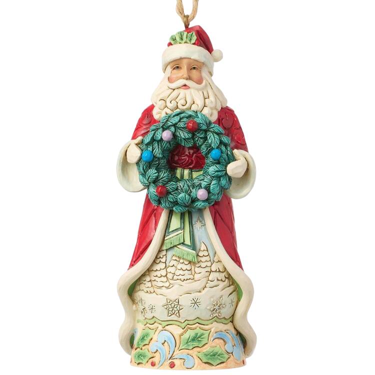 Santa Ornaments Santa Holding Wreath - Boxed
