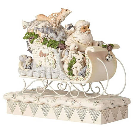 White Woodland Santas Sleigh Ride Season - Boxed