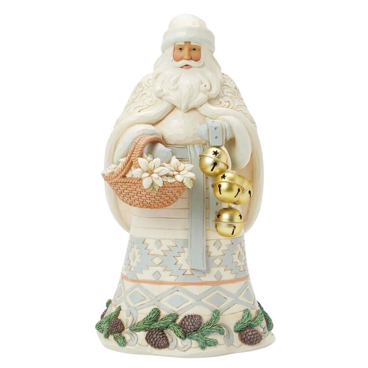 White Woodland Santas Ringing In The Season - Boxed