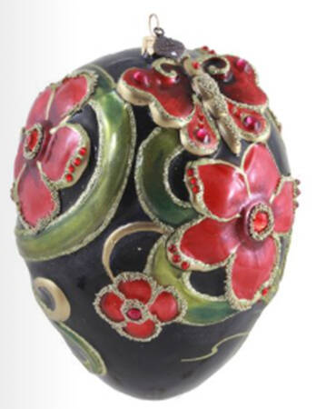 Night Bloom Ornament Collection Dark Night Floral Egg - With Box