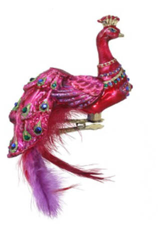 Peacock Ornament Collection Peacock Ornament Clip-Pink - Boxed