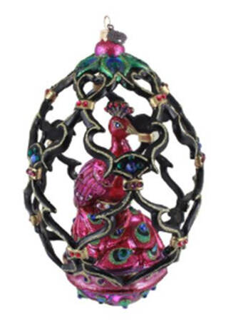 Peacock Ornament Collection Peacock Egg-Bright Pink - Boxed
