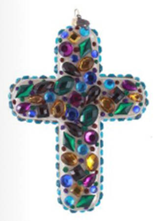 Peacock Ornament Collection Bejeweled Cross - Boxed