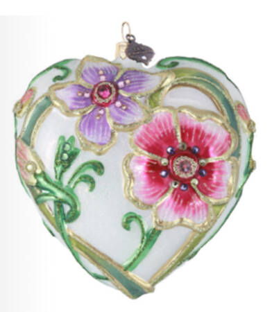 Peony Ornament Collection Floral Heart - Boxed