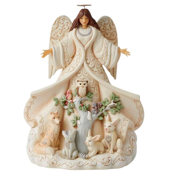 White Woodland Angels & Religious Winter Welcome, One And All - Boxed