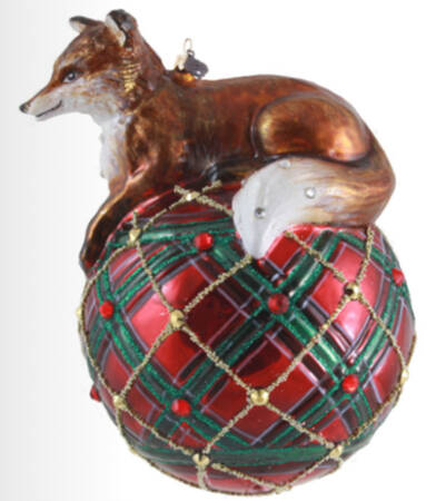 Woodland Ornament Collection Plaid Fox - Boxed