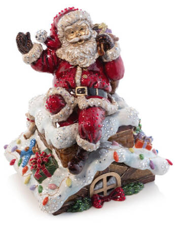 Holiday Decor Music Box Figurines Rooftop Santa (Jingle Bells) - Boxed