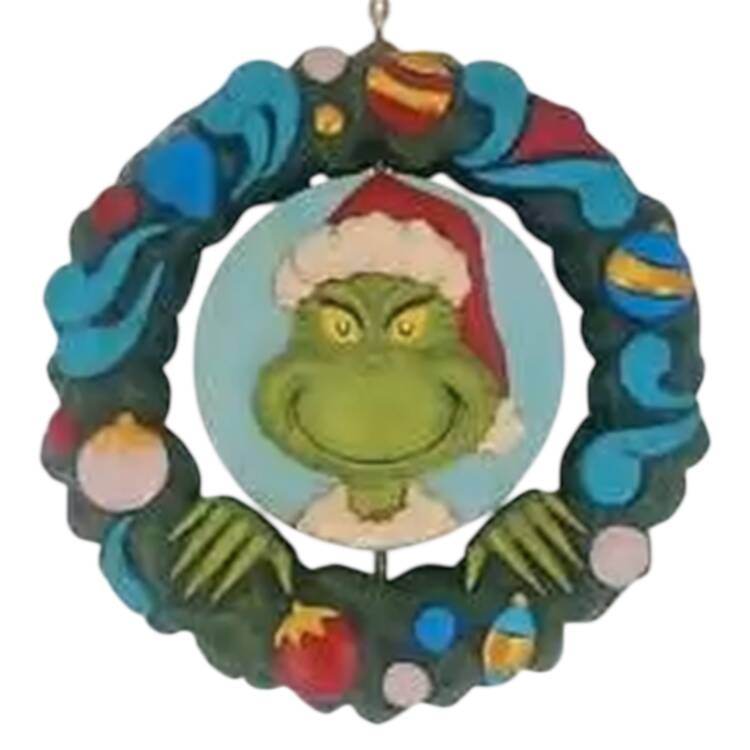Grinch Rotating Center Ormaments Grinch In Wreath - No Box Nb2024