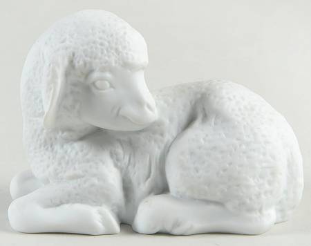 Farm Animals Lying Lamb (White Bisque) - Boxed