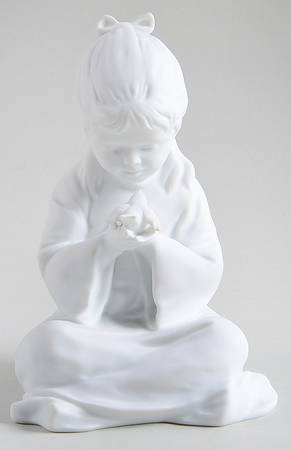 Children Girl With Bird (White Bisque) - No Box