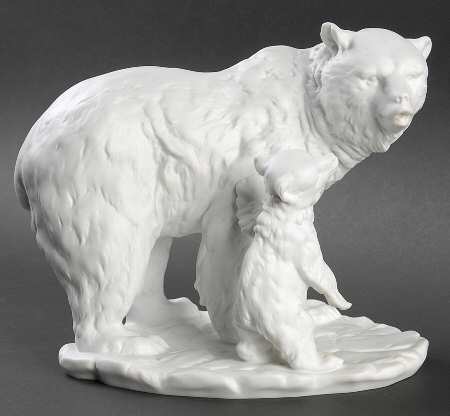 Bears Bear And Cub (White Bisque) - Boxed