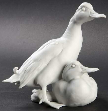 Birds Mallard Duck-Pair-White Bisque - Boxed