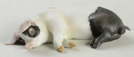 Farm Animals Lying Pig (Colored Bisque) - Boxed