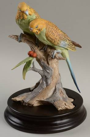 Birds Budgies (Colored Bisque) - Boxed