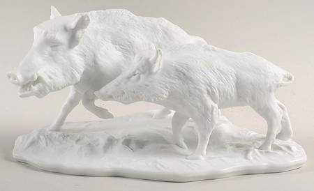 Wild Animals 2 Wild Boars-White Bisque - No Box