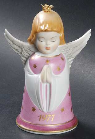 Christmas Bell 1977-Angel Conductor - With Box-Bell Motif 1-Pink